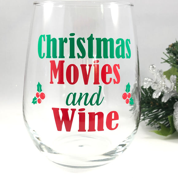 Christmas Movies and Wine Glass