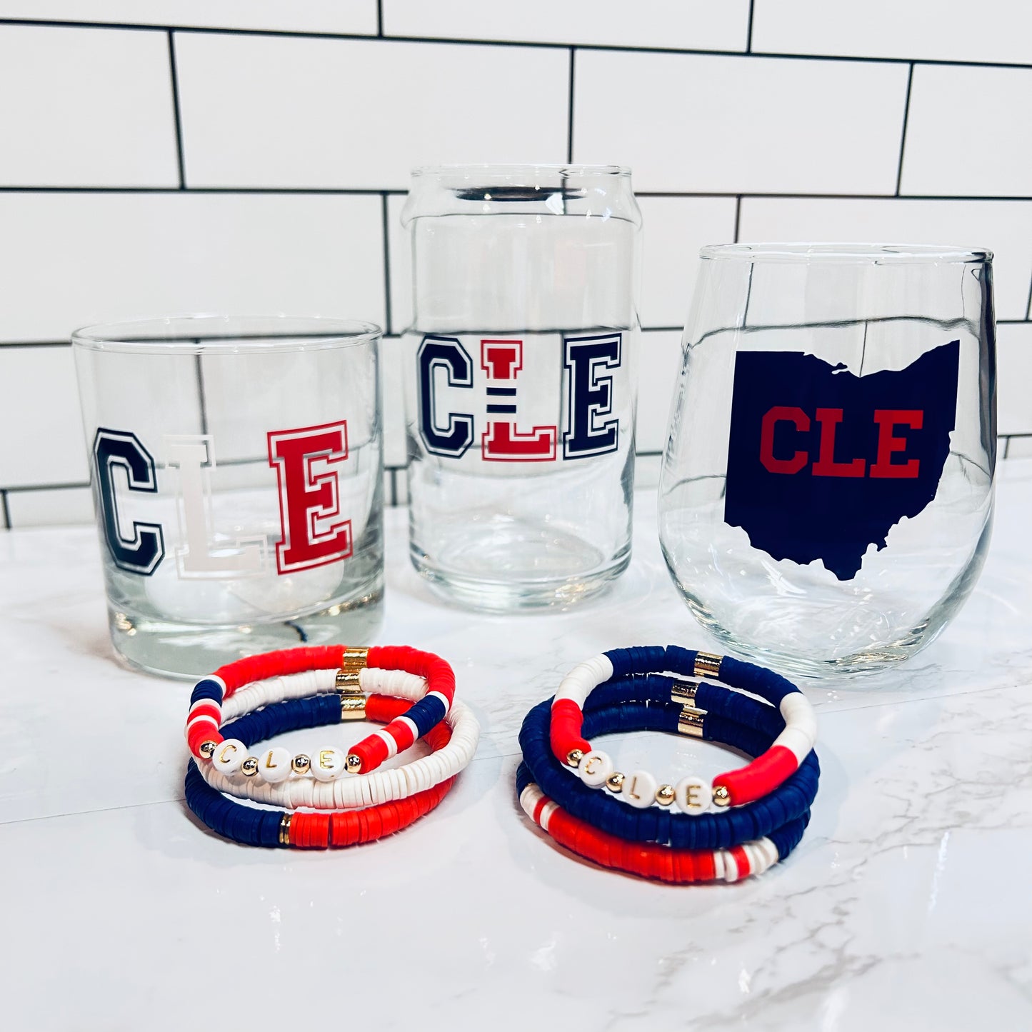 CLE L Striped Glass