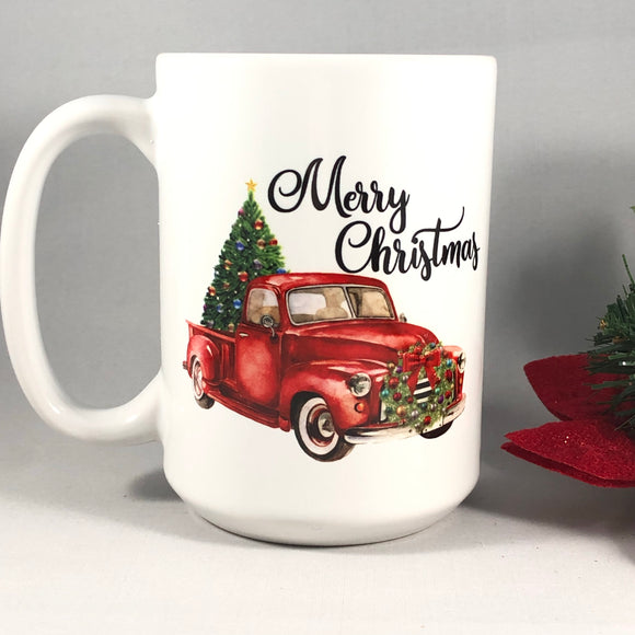 Vintage Truck Merry Christmas Coffee Mug
