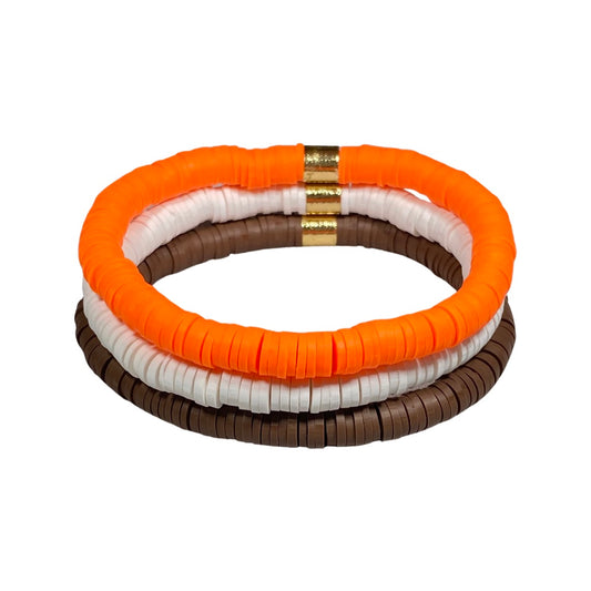 Cleveland Football Solid 3 Stack Bracelets