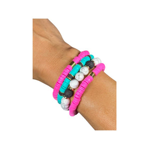 Pink and Teal Bracelet Stack