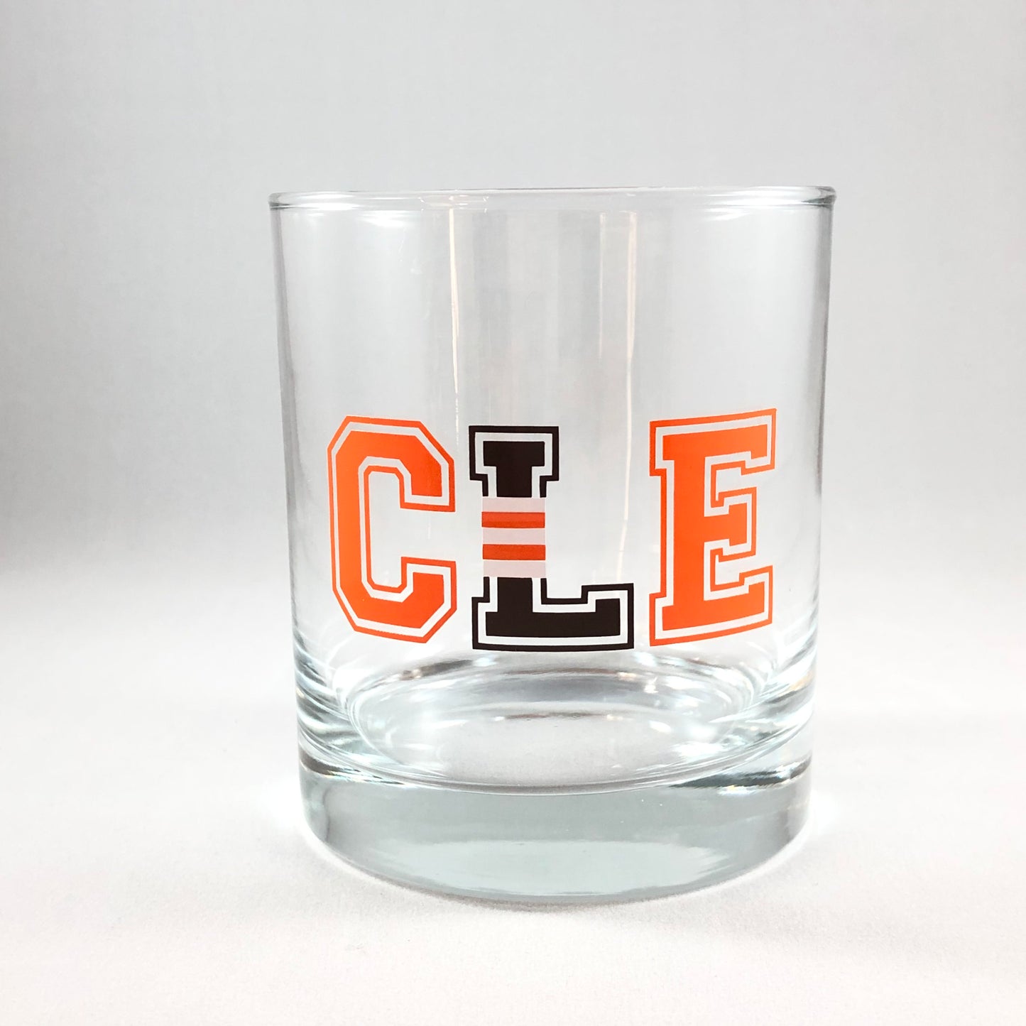 CLE L Striped Cleveland Whiskey Glass