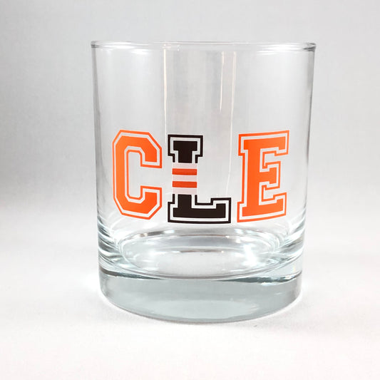 CLE L Striped Cleveland Whiskey Glass