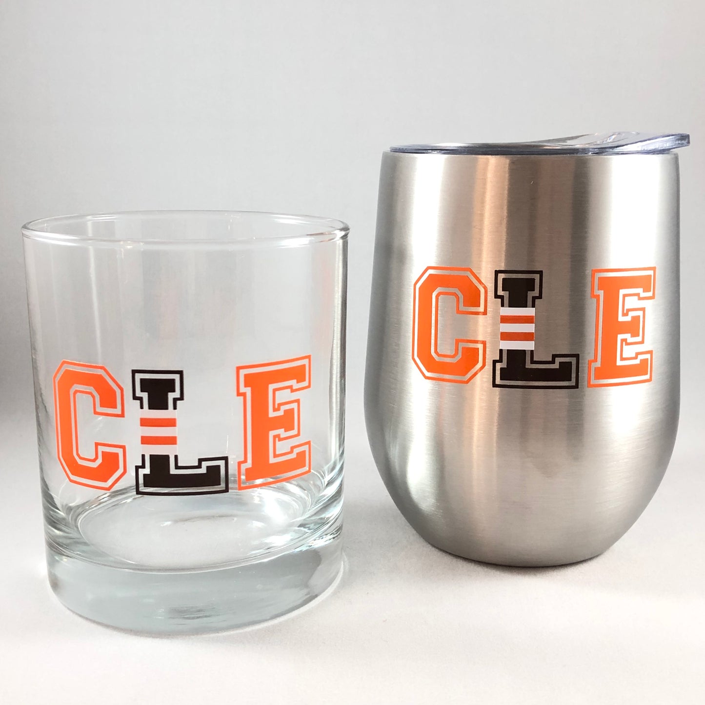 CLE L Striped Cleveland Whiskey Glass
