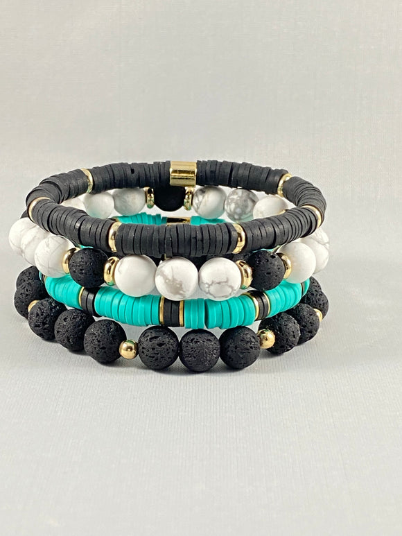 Teal and Black 4 Stack