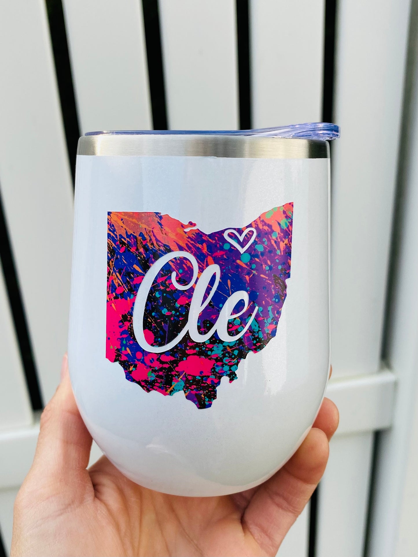 CLE script Tye Dye Wine Tumbler