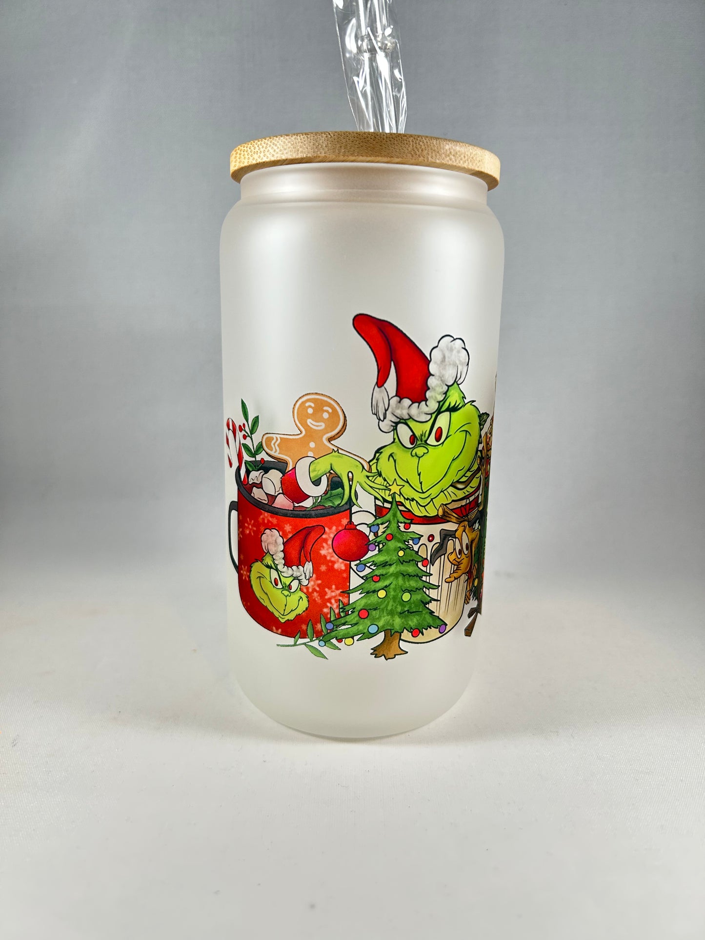 Grinch Christmas Frosted Glass