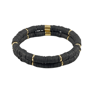 Black And Gold Stretch Bracelet