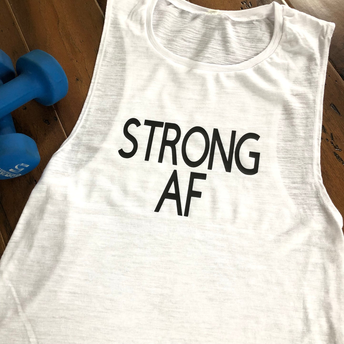 Strong AF White Muscle Tank